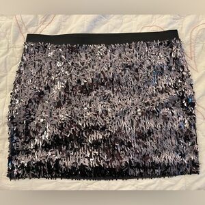 Women’s Express Black Metallic Sequin Mini Skirt